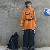 Halloween Punk Unisex Long Sweater 2020 Women Man Cartoon Pumpkin Smile Letter Cool Oversize Plus size Autumn Winten Knit Jumper - webtekdev