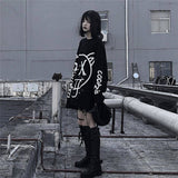Cool Women Fashion korean oversized long sleeve t shirt hip hop punk streetwear girls tees Autumn Black Loose T Shirt Females - webtekdev