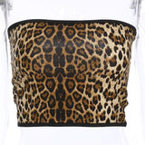 Leopard Printed Crop Top Women Camis Tank Tops Sexy Fashion Tank Tops Vest Halter Off Shoulder Camisole - webtekdev