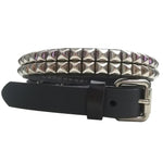 2-Row Studded Leather Belt (Pyramid Studs) - webtekdev