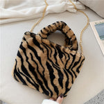 Winter new fashion shoulder bag female leopard female bag chain large plush winter handbag Messenger bag soft warm fur bag - webtekdev