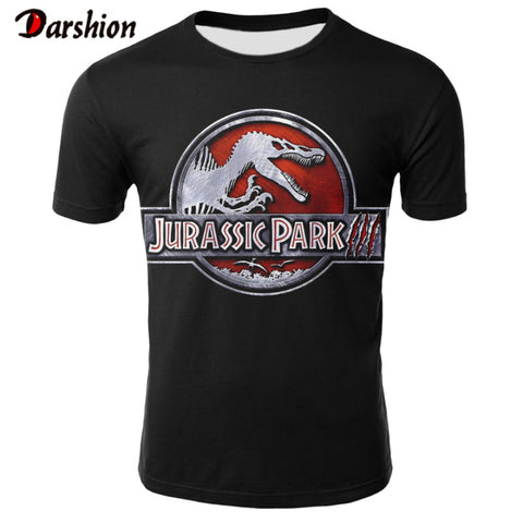 New Fashion Punk T Shirt Jurassic Park High Quality TShirt Men Black Tshirt Heavy Metal Tops 3D Jurassic Park Print Hip Hop Tees - webtekdev