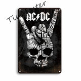 ACDC Band Rock N Roll Plaque Metal Vintage Tin Sign Retro Bar Pub Home Decor Living Room Wall Art Metal Painting Poster - webtekdev