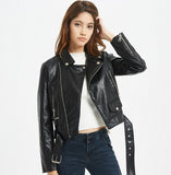 FTLZZ New Autumn Women Pu Leather Jacket Woman Zipper Short Coat Female Black Punk Faux Leather Outwear - webtekdev