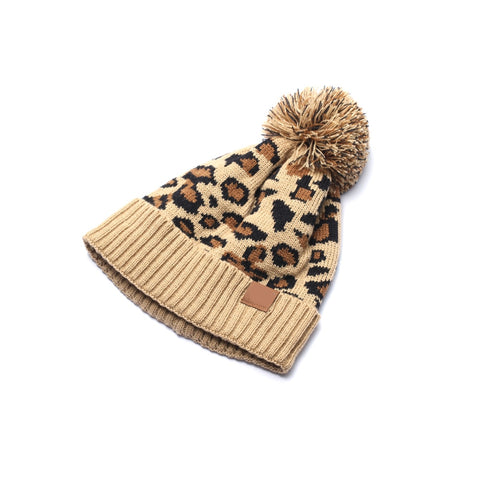 Knitted Leopard Beanie Winter Hat Fashion Adult Fall Thick Warm Bonnet Skullies Beanie Soft Knitted With Tag - webtekdev