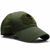 LIBERWOOD Punisher Skull Multicam Operator Cap Men Mesh summer Fitted Tactical Cap Special Force Sniper SWAT Hat place patch OD - webtekdev