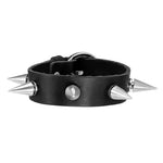 Ayliss Mens Metal Biker Black Wide Bullet Skull Spike Chain Cowhide Leather Punk Rock Bracelet Wristband Adjustable 1pc Bracelet (Rivet Black) - webtekdev