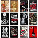 Rock&Roll Metal Sign Plaque Metal Vintage Pub Bar Decor Tin Sign Plate Poster Home Decor Art Painting Wall Sticker - webtekdev