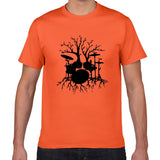 Drums tree funny TShirt men cool Man Drummer loose cotton Vintage Graphic Music Novelty streetwear men t shirt men homme clothes - webtekdev