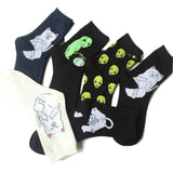 Dropshipping 2020 Crew Socks Fashion Colorful Art Alien Cat ET Pop Up Spaced WE OUT HERE Skater come in peace Men Road Trip Off - webtekdev