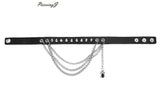 PiercingJ Hot Sell Punk Goth Multilayer Spikes Spider Chain Black Genuine Leather Choker Collar Necklace Adjustable 13 - 14.5" (1pc) - webtekdev