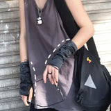 Punk Black Broken Slit Gothic Unisex Glove Fingerless Cuff Ninja Sport Hole Mitten 2020 Cool Women Men Hollow Out Rock Gloves (Black) - webtekdev
