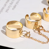 Reto Punk Cool Hip Pop Multi-layer Adjustable Chain Four Fingers Open Silver Alloy Women Rotate Rings for Women Party Gift Jewel - webtekdev