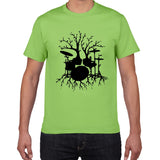 Drums tree funny TShirt men cool Man Drummer loose cotton Vintage Graphic Music Novelty streetwear men t shirt men homme clothes - webtekdev