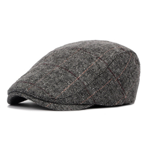 2019 Autumn Winter Men Cap Hats Berets British Western Style Wool Advanced Flat Ivy Cap Gatsby Classic Vintage Striped Beret Cap - webtekdev