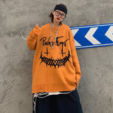 Halloween Punk Unisex Long Sweater 2020 Women Man Cartoon Pumpkin Smile Letter Cool Oversize Plus size Autumn Winten Knit Jumper - webtekdev