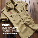 Military Shirt Men Tactics Short sleeve Summer Tops Solid color Pocket 5XL Plus size Clothes - webtekdev