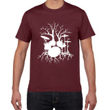 Drums tree funny TShirt men cool Man Drummer loose cotton Vintage Graphic Music Novelty streetwear men t shirt men homme clothes - webtekdev