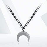 316L Stainless Steel Black Moon Necklace Simple Punk Horn Crescent Link Chain Necklaces For Women Men Pub Jewelry Christmas Gift - webtekdev