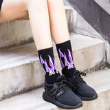 Hip Hop Hit Men Fashion  Color On Fire Crew Socks Red Flame Blaze Power Torch Hot Warmth Street Skateboard Socks wowen socks - webtekdev