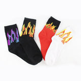 Hip Hop Hit Men Fashion  Color On Fire Crew Socks Red Flame Blaze Power Torch Hot Warmth Street Skateboard Socks wowen socks - webtekdev