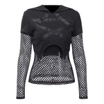 Women Fashion Streetwear Tshirt Punk Gothic Style Top T-shirts Hollow Out Hooded Long Sleeve Sexy Goth Tops Shirt Clothes - webtekdev