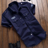 Military Shirt Men Tactics Short sleeve Summer Tops Solid color Pocket 5XL Plus size Clothes - webtekdev