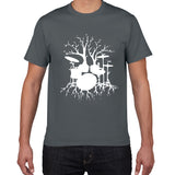 Drums tree funny TShirt men cool Man Drummer loose cotton Vintage Graphic Music Novelty streetwear men t shirt men homme clothes - webtekdev