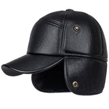 New fashion Men Leather Trapper Hat Baseball Cap Outdoors Hunting Aviator Ear Flap Winter Men Women Caps Casual Visor Adjustable - webtekdev