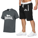 2020 summer men's hot new print T-shirt + shorts casual suit men's sports Lonsdale running explosions casual sportswear sets - webtekdev