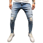 2019 Fashion Ripped Jeans Men Pants Skinny Slim Straight Denim Men Jeans With Zipper Bottom New Stylish Pencil Pants Men Clothes - webtekdev