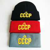 NXYY 4 Types 3D Embroidery Knitted Hats CCCP Letter USSR Soviet Badges Sickle Hammer Russia Emblem Communism Beanie Hat Souvenir - webtekdev