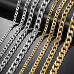 silver color Gold Color Solid Necklace Curb Chains Link Men Choker Stainless Steel Male Female Accessories Fashion - webtekdev