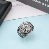 Retro Personality Pentagram Satanism Five-Pointed Star Rings Stainless Steel Gothic Punk Minimalist Signet Ring Men Jewelry Gift - webtekdev