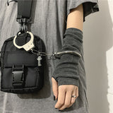Black Punk Gothic Unisex Fingerless Gloves Cuff Women Men Ninja Sport Outdoor Elbow Length Mittens 2020 Cool Stretch Arm Warmer - webtekdev