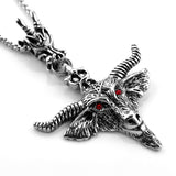 Baphomet Inverted Goat Head Pentagram Pendant Necklace Baphomet LaVeyan LaVey satanic Occult Punk Necklaces For Men - webtekdev