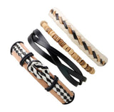 Lacoogh 1Set/5-6PCs Punk Rock Skull Star Leather Bracelets For Men Women Gothic Braided Rope Jewelry Gifts Multi Charm Bracelet - webtekdev