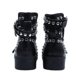2019 Buckle Ankle Boots For Women Leather Fashion Rivet Low Heel Shoes Female Motorcycle Boots Ladies Studded Martin Boot #N - webtekdev