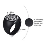 GODS EYE SIGNET RING FOR MEN STAINLESS STEEL BLACK EGYPTIAN EYE OF GOD HORUS UDJAT ILLUMINATI TRIQUETRA RING - webtekdev