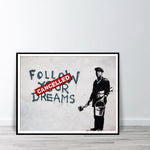 Banksy Follow Your Dreams Wall Art Canvas Print Dream Cancelled Printing Pessimistic Street Art Graffiti Printable Painting - webtekdev