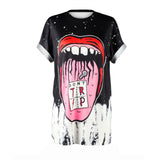 ISTider Fashion Streetwear Novelty Print Big Mouth Tongue Hip Hop Loose T Shirt Women Men Plus Size Punk T-Shirt Girls/Boys Tops - webtekdev