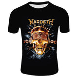 Retro Men 3D Skull T Shirt Punk Black T-Shirt Casual Men's Tshirt Magdeth Skull Print Heavy Metal Hip Hop Rock Summer Style Tee - webtekdev