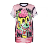 ISTider New Hipster Teen Boys Girls T-Shirts Tie-Dyed Streetwear Rot Your Brain Letters Printed Skulls T Shirts Women Men Tops - webtekdev