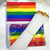 Rainbow Hand Flag LGBT Gay Pride 14x21cm Polyester Printed Bisexual Tansgender Pansexual Flags And Banners With Flag Poles - webtekdev