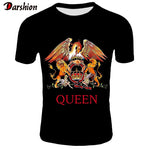 2019 New QUEEN T Shirt Men Short Fashion Printing T-shirt Queen Rock Band T Shirts Black T-shirts For Men Streetwear Tshirt 4XL - webtekdev