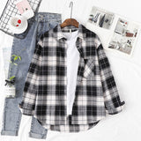 Fashion Women Plaid Shirt Chic Oversized Checked Blouse Long Sleeve Female Casual Print Shirts Loose Cotton Tops Blusas - webtekdev