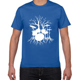 Drums tree funny TShirt men cool Man Drummer loose cotton Vintage Graphic Music Novelty streetwear men t shirt men homme clothes - webtekdev