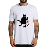 Cat What T Shirt Murderous Cat With Knife Funny Halloween Gift T Shirt Unisex Cotton T shirts for men and women - webtekdev