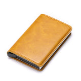 BISI GORO 2020 Credit Card Holder Men And Women Metal RFID Vintage Aluminium Box Crazy Horse PU Leather Fashion Card Wallet - webtekdev