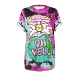 SOSHIRL Harajuku Punk Summer T Shirt Cool Hip Hop Women's T Shirt Loose Galaxy Letter Skull/Cute Alien Print Top Tee Dropship - webtekdev